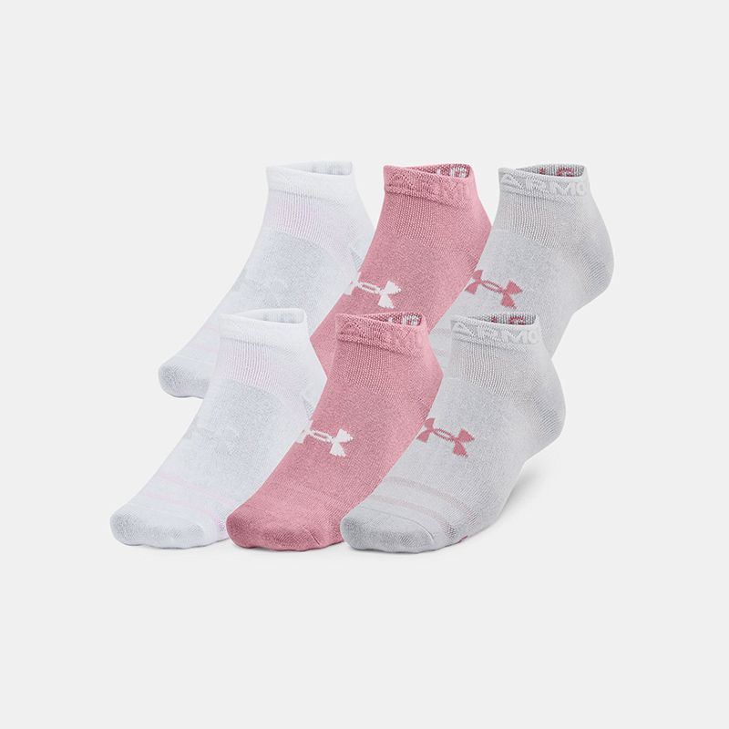 White and Pink Under Armour Unisex UA Essential 6pk Low from O'Neills
