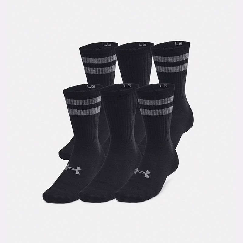 Black Under Armour UA Essential 6-Pack Crew Socks from O'Neills.