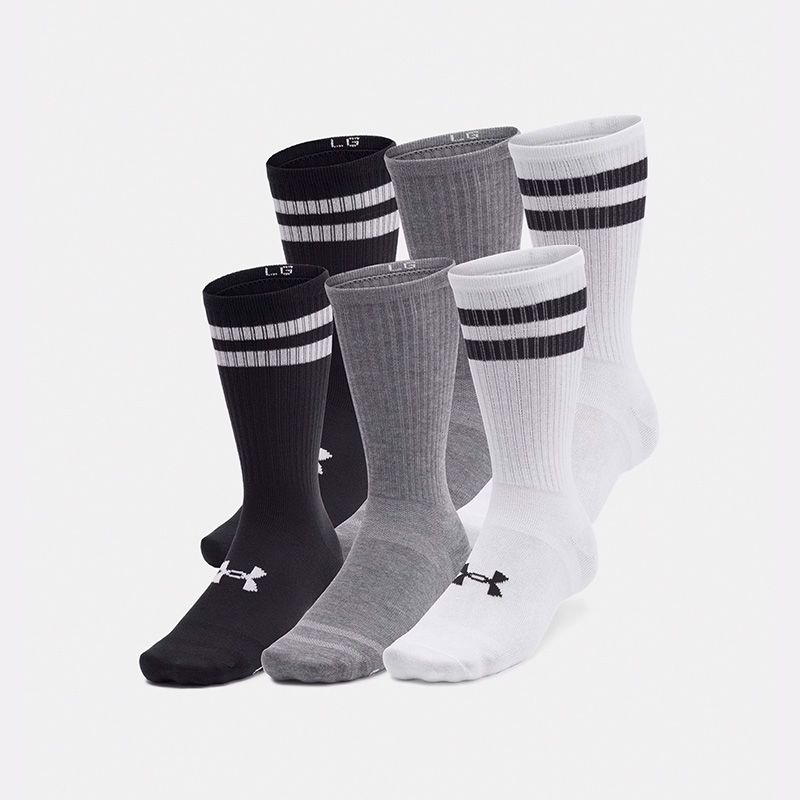 Black / White Under Armour UA Essential 6-Pack Crew Socks from O'Neills.
