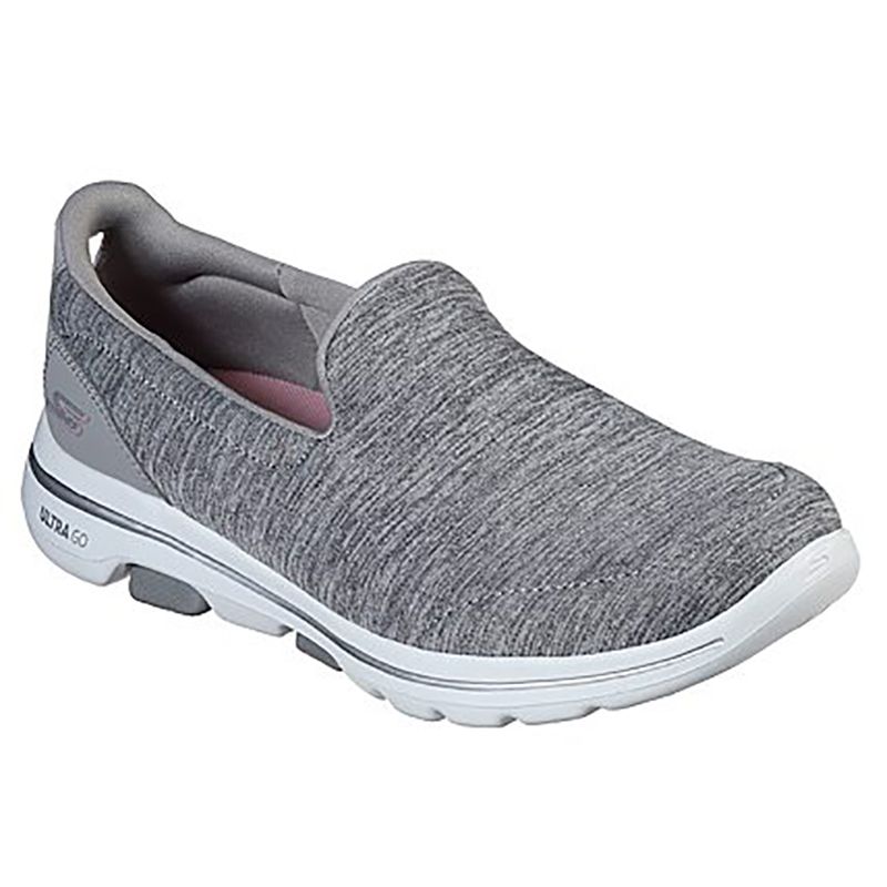 skechers grey and pink trainers
