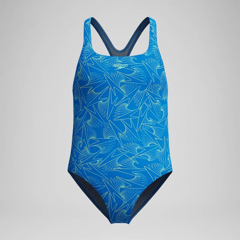 Kids' Speedo Hyperboom Allover Medalist Swimsuit Lagoon Blue From O'Neills