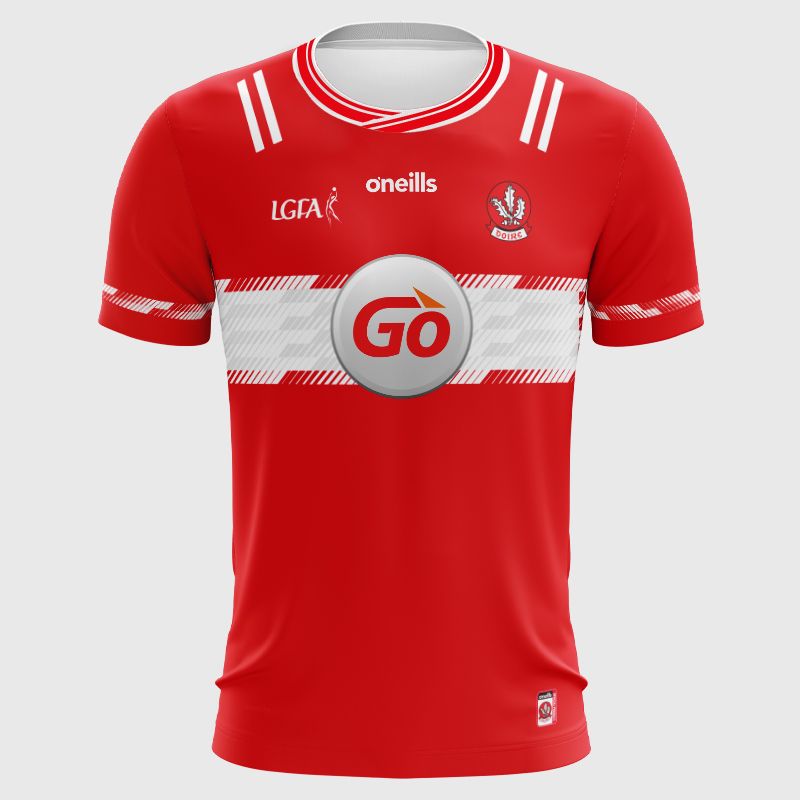 O’Neills Red Derry LGFA Men's Home Jersey 2025 from O’Neills. 