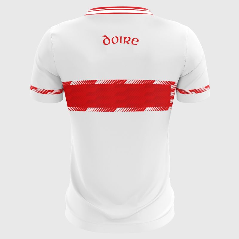 O’Neills White Derry LGFA Men's Goalkeeper Jersey 2025 with ribbed crewneck by O’Neills. 