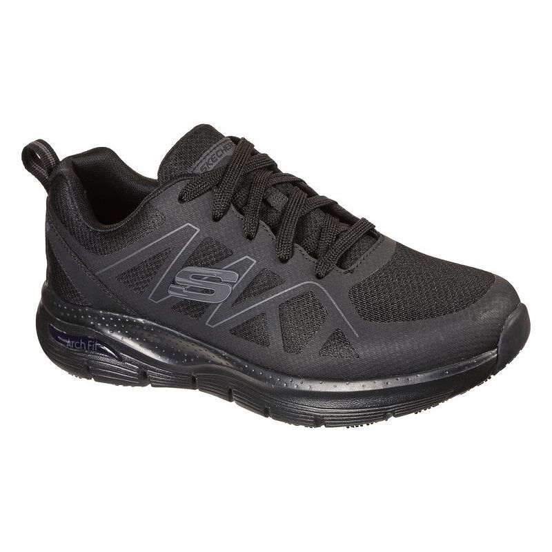  Black Skechers Men's Work Arch Fit Trainers, with an Athletic lace-up work style from o'neills.