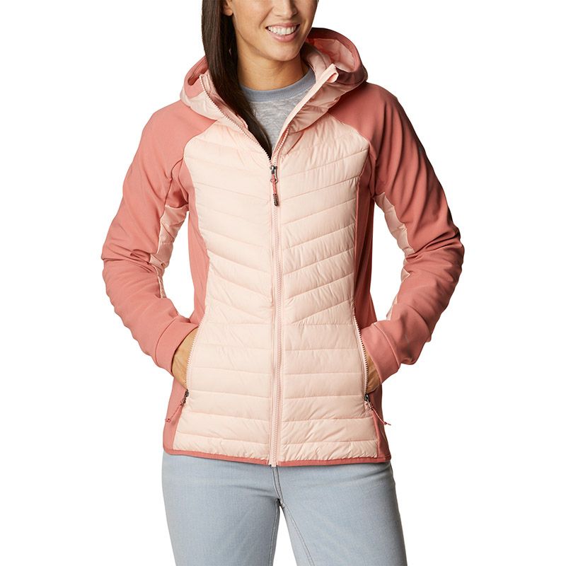 Peach and Dark Corel Columbia Women's Powder Lite&trade; Hybrid Hooded Jacket, with Zippered hand pockets from O'Neills.