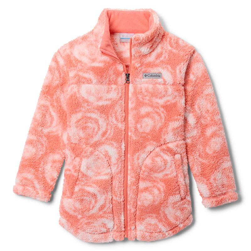pink and white Columbia Kids' West Bend Printed Full Zip Top from O'Neills