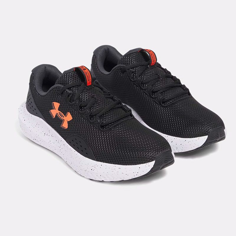 Men's black Under Armour shoes with orange logo from O'Neills.