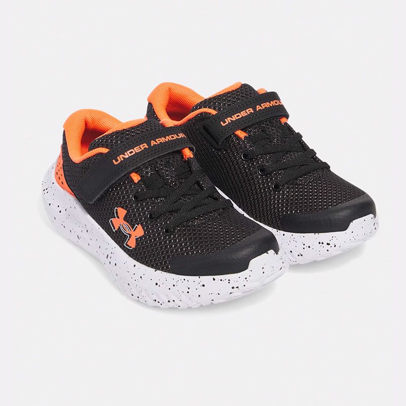 Black / Orange Under Armour Kids' Surge 4 Junior Running Shoes from O'Neills.