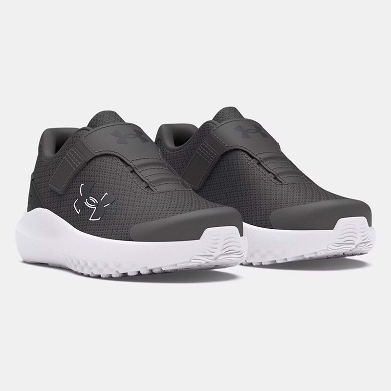 Grey black and white Under Armour Kids' UA Surge 4 AC Infant Running Shoes from O'Neills