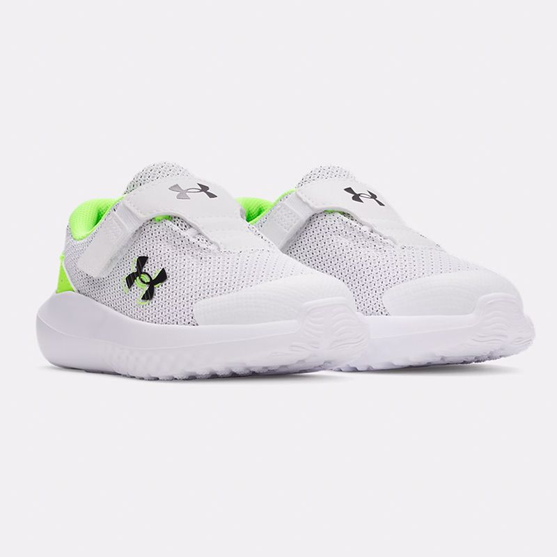 White green and black Under Armour Kids' UA Surge 4 AC Infant Running Shoes from O'Neills