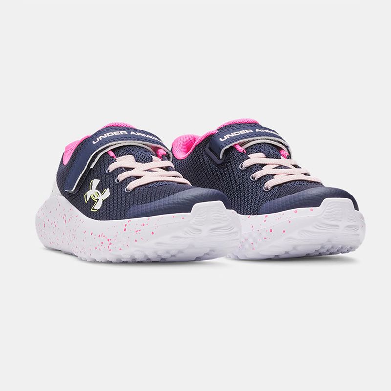 Navy white and pink Under Armour Kids' UA Surge 4 AC junior Running Shoes from O'Neills