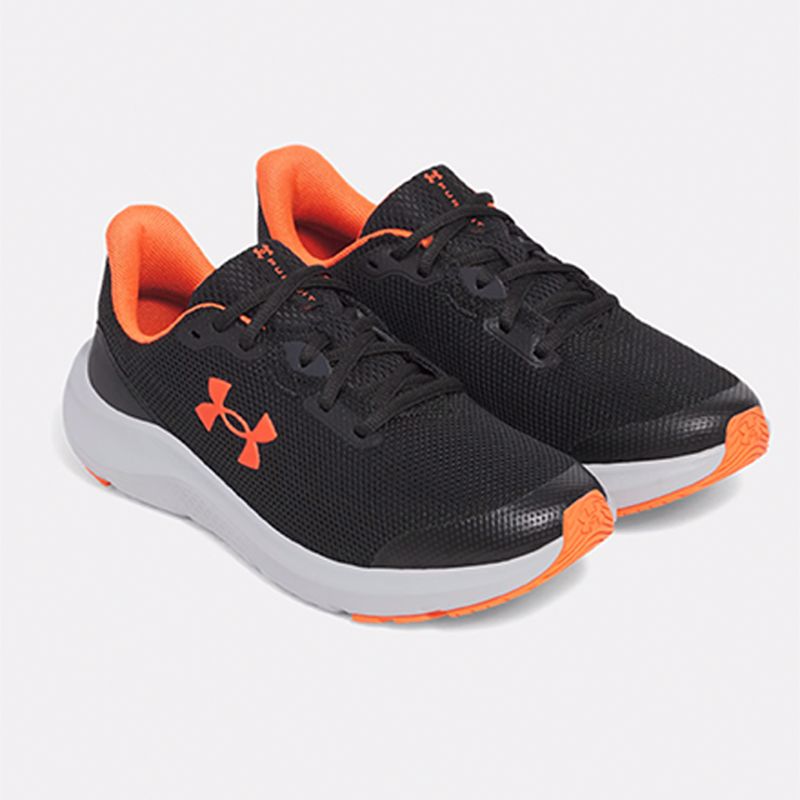 Black white and Orange Under Armour Kids' Pursuit 4 Youth Running Shoes from O'Neills