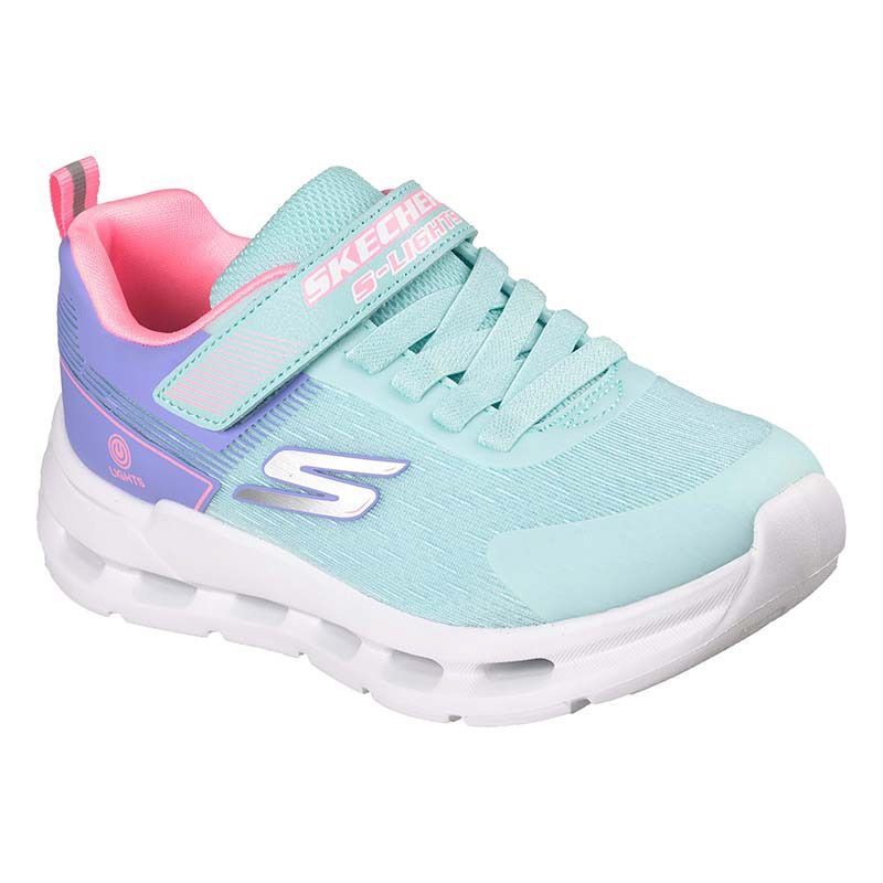 Skechers Kids' Junior Glide - Step Lights Aqua Synthetic