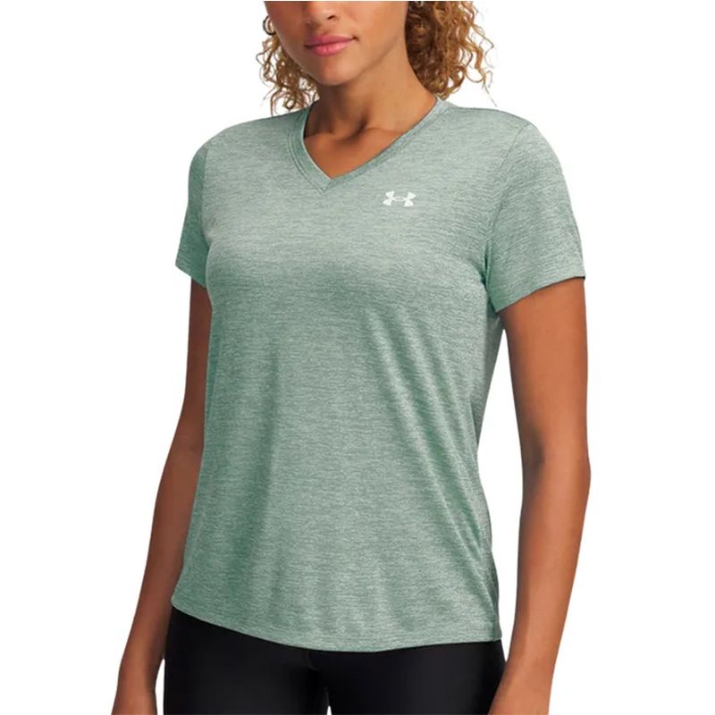 Green and White Under Armour Women's UA Tech™ Twist V-Neck T-Shirt from O'Neills