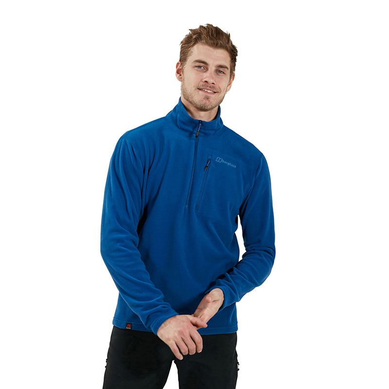 Blue Berghaus Men's Prism Micro Polertec Half Zip Fleece zipped chest pocket from O'Neills.