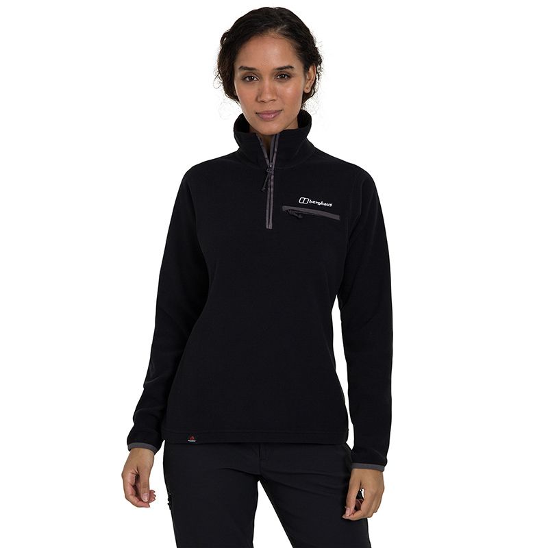 Black Women's Berghaus Prism 2.0 Fleece Half Zip with a zipped pocked on left chest from O'Neills
