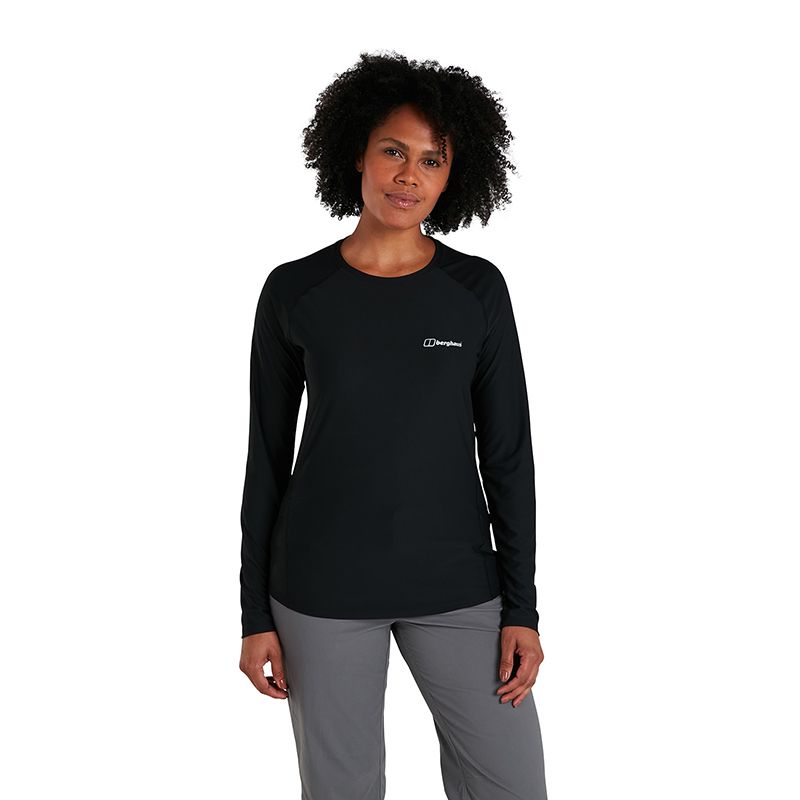 Black Berghaus Women's 24/7 Long Sleeve Crew Base Layer, from O'Neills