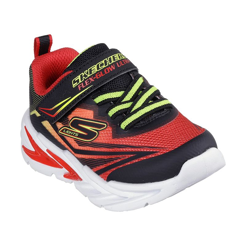 Black Red yellow and white Skechers Kids' S Lights: Flex-Glow Ultra Infant Trainers from O'Neills