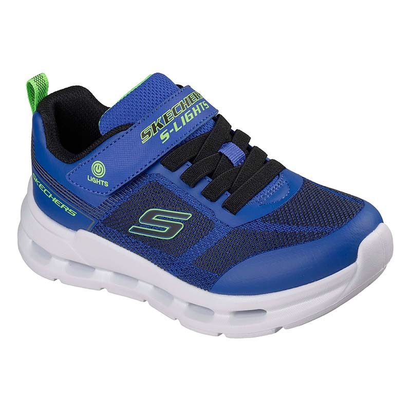Kids' Skechers Junior Glide-Step Lights Blue & Black Synthetic / Textile / Lime by O'Neills