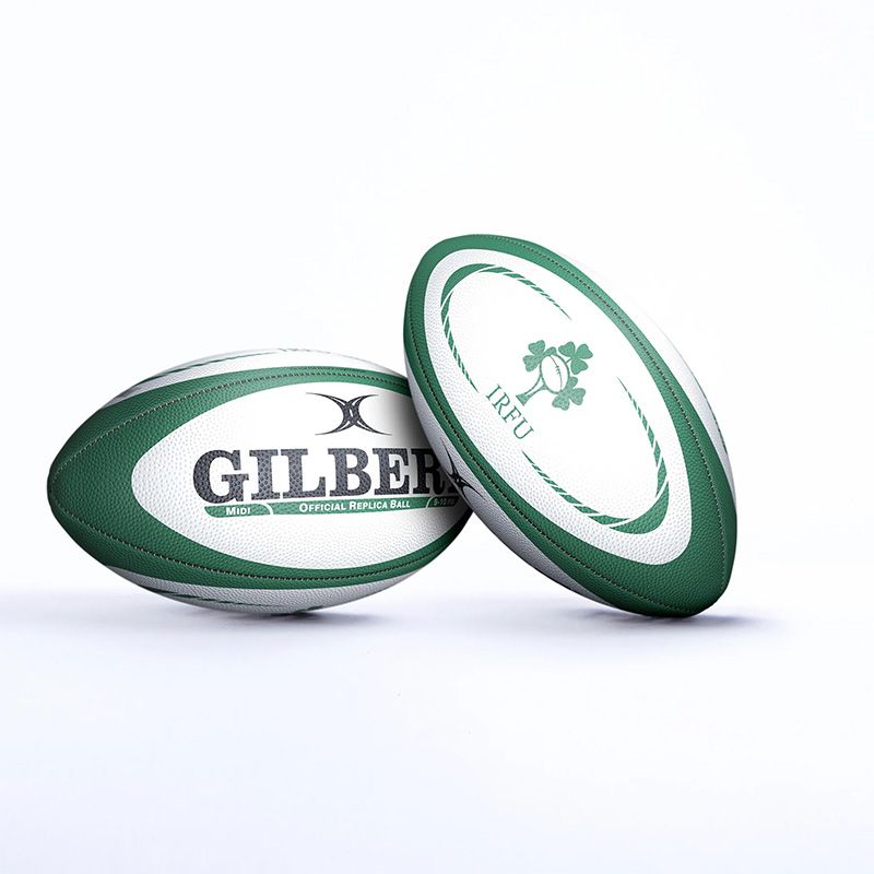 White and Green Gilbert Ireland Rugby Replica Supporters Midi Ball from O'Neills.