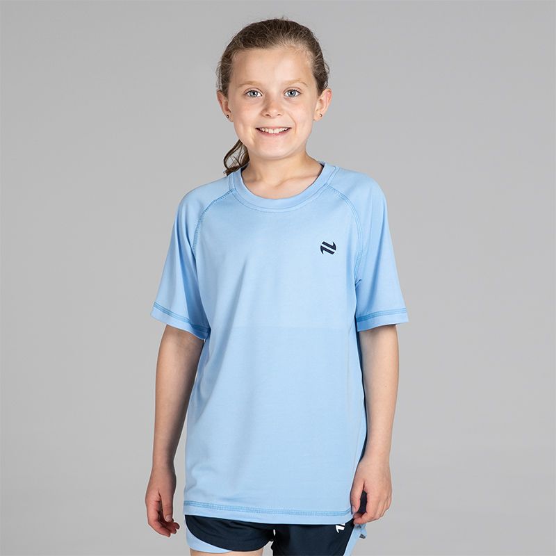 Blue Kids’ Sports T-Shirt with crew neck and short sleeves by O’Neills.