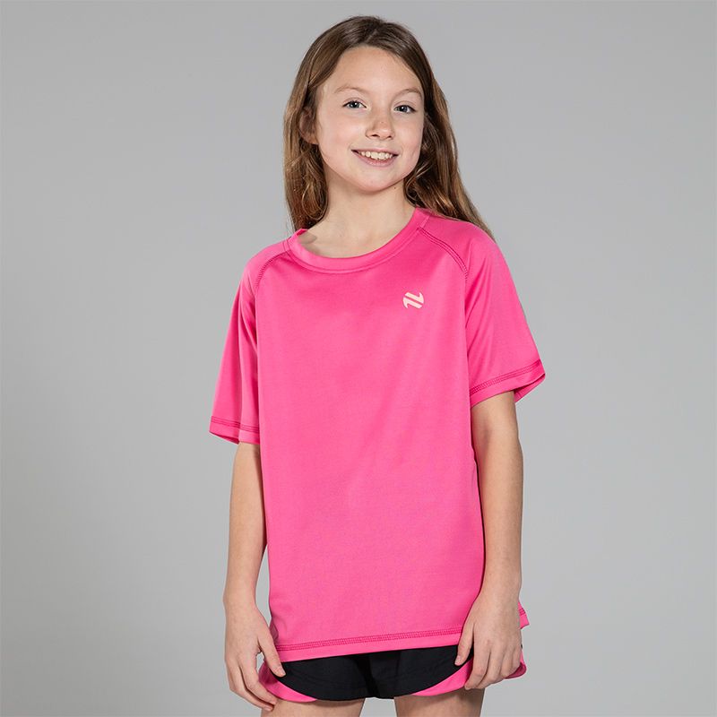 Pink Kids’ Sports T-Shirt with crew neck and short sleeves by O’Neills.