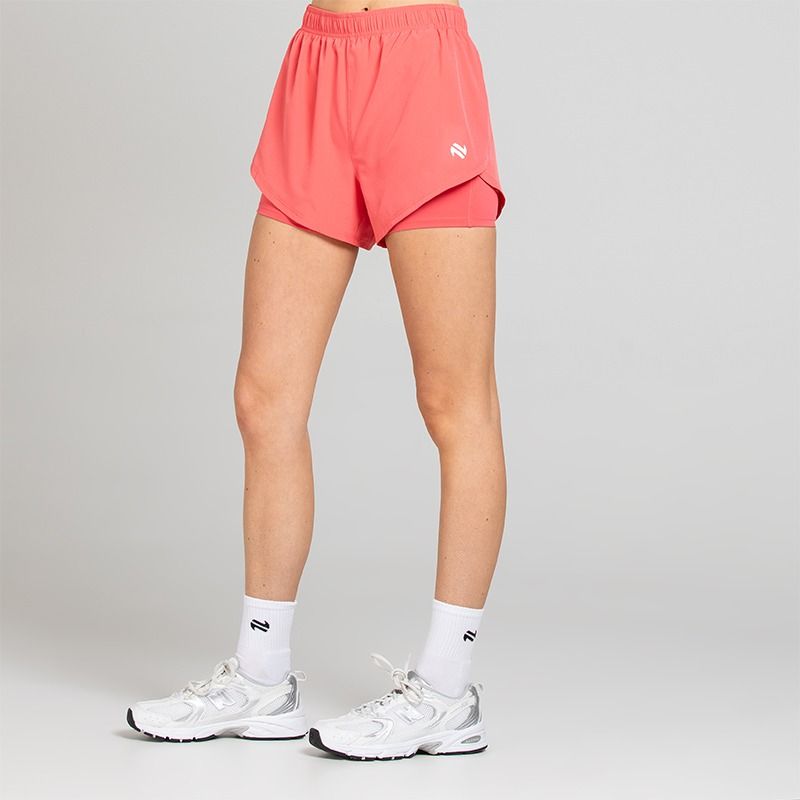 Pink Women's Finesse 2 in 1 Training Shorts from O’Neills with built in undershorts for extra coverage and support.
