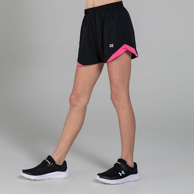 Kids' black and pink Skylar shorts from O'Neills.