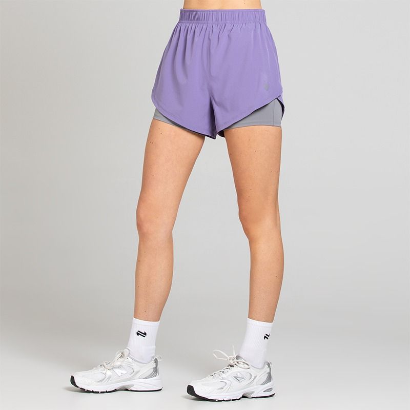 Purple Women's Finesse 2 in 1 Training Shorts from O’Neills with built in undershorts for extra coverage and support.