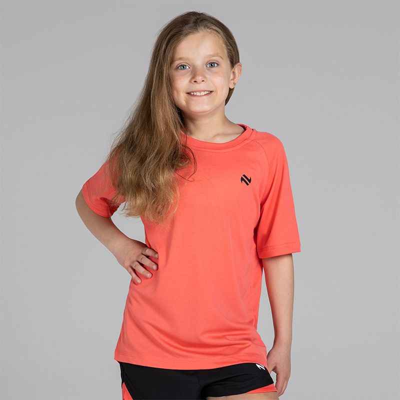 Coral Kids’ Sports T-Shirt with crew neck and short sleeves by O’Neills.