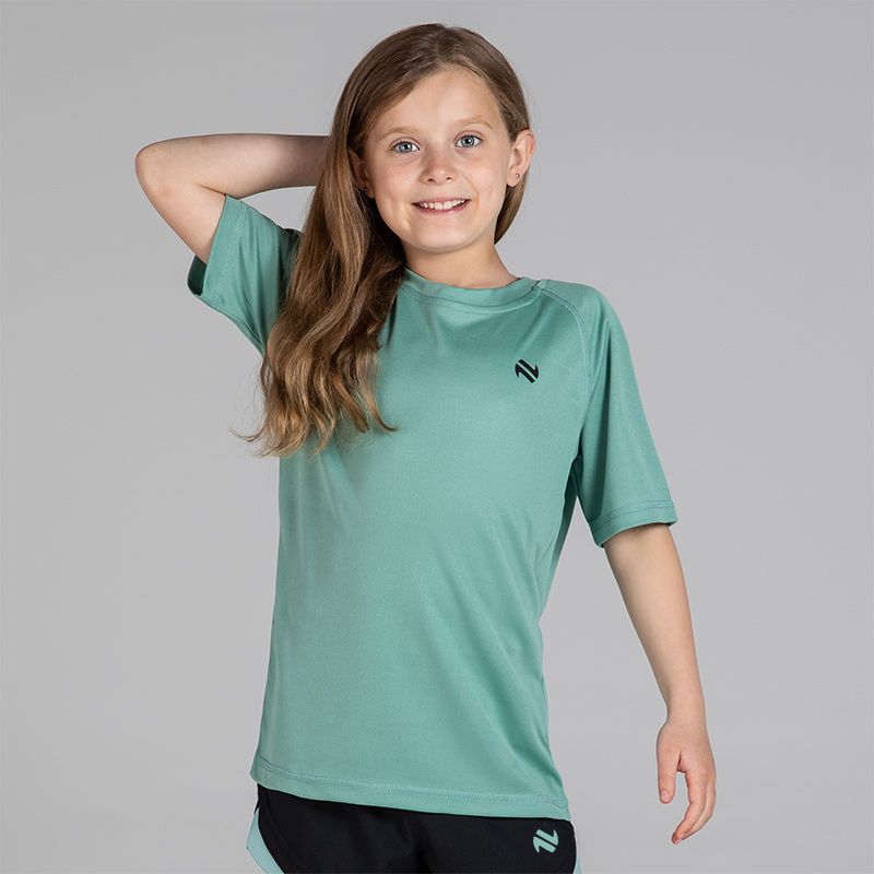 Green Kids’ Sports T-Shirt with crew neck and short sleeves by O’Neills.