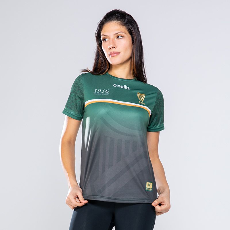 Green Women's 1916 Commemoration Jersey with Poblacht na hÉireann printed on back by O'Neills.