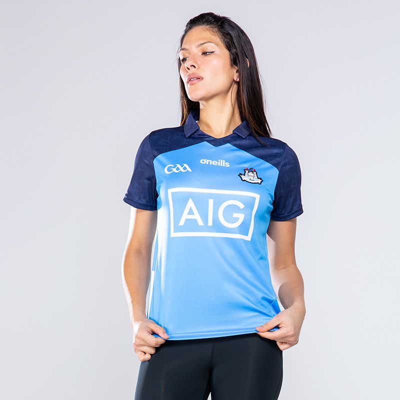 Sky Blue and Navy Dublin Home Jersey with collar by O'Neills.