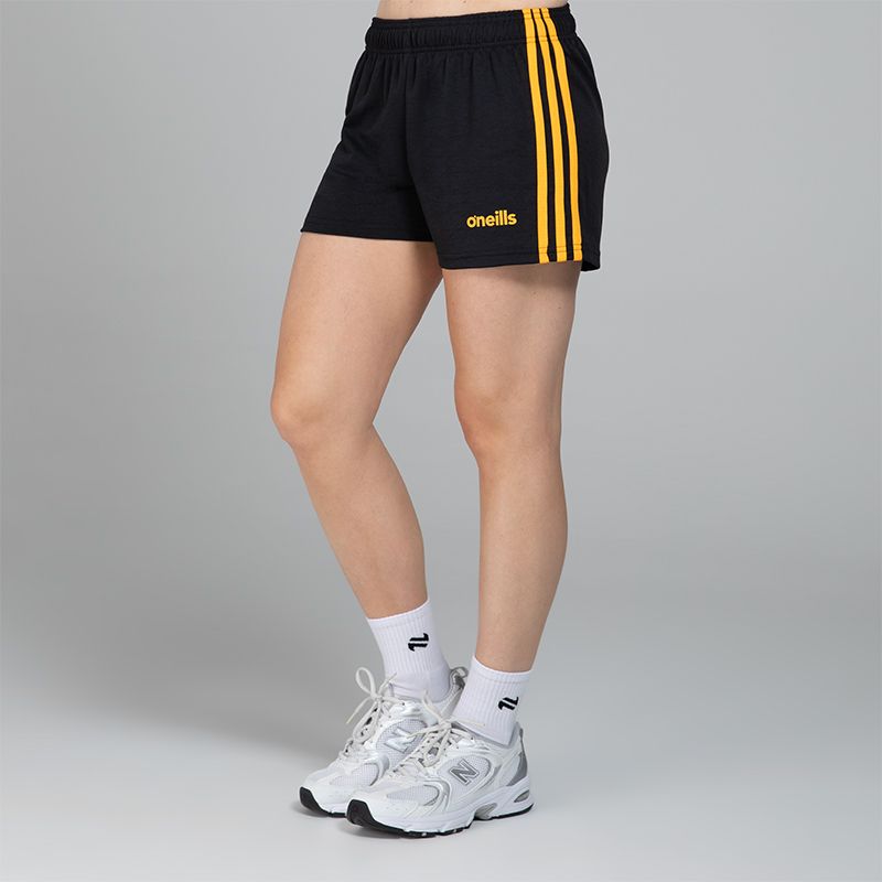 Women's Black Mourne Shorts with Amber Stripes from O'Neills.