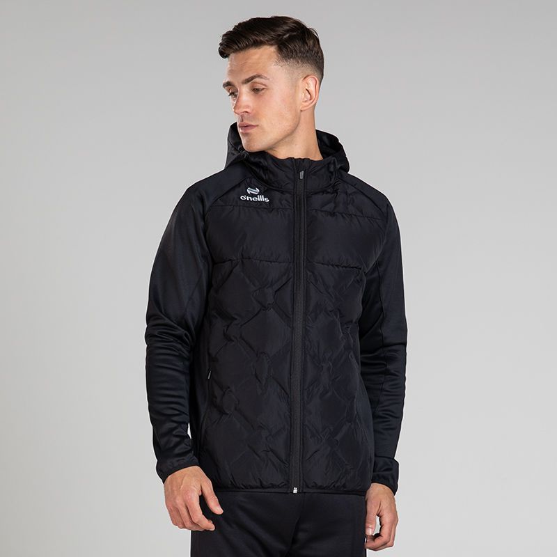 Black Men's Vortex Lightweight Hooded Padded Showerproof Jacket from O’Neills 