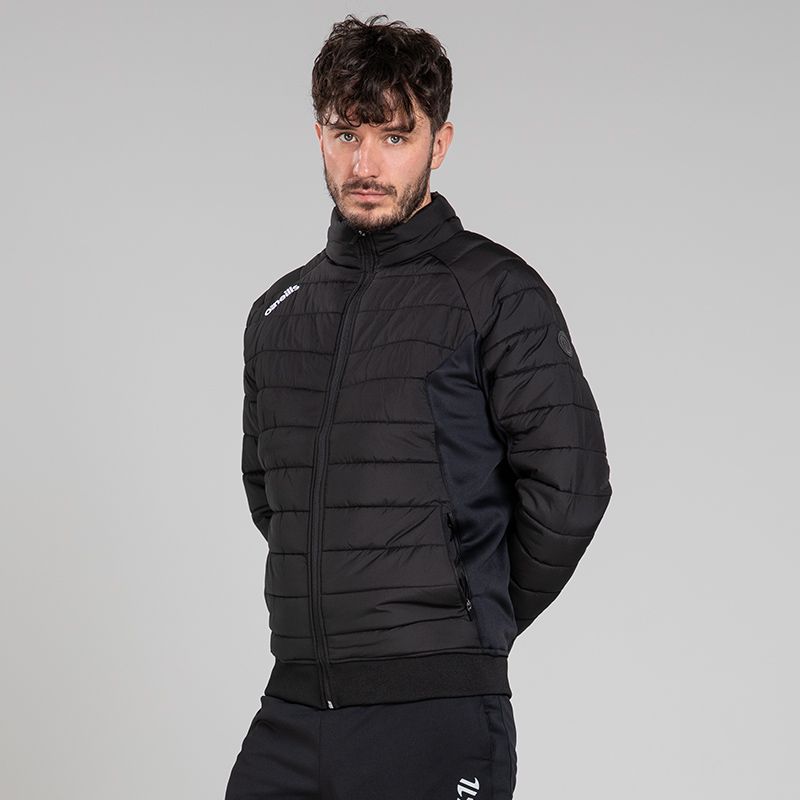 Black Men’s Lightweight Padded Jacket with zip pockets by O’Neills.