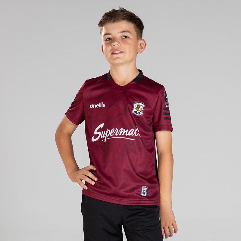 Maroon Kids' Galway GAA Short Sleeve Training Top By O'Neills.