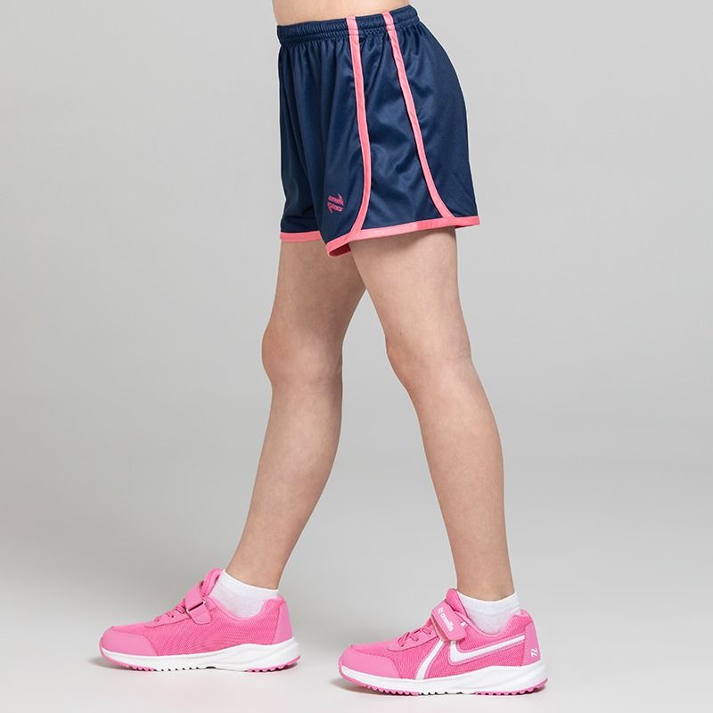 Navy O’Neills Isla Shorts featuring a glitter logo and an elasticated waistband