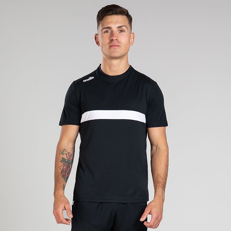 Black / White Men's Aspire T-Shirt from O’Neills featuring breathable mesh panelling.