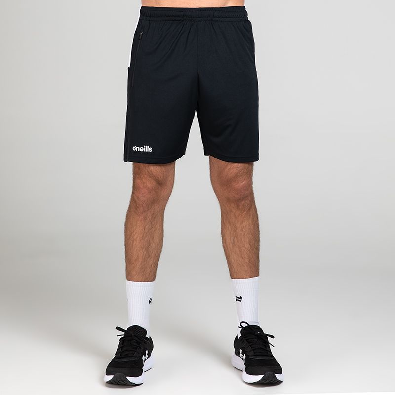 Black / White Men's Aspire Shorts from O’Neills featuring an elasticated waistband & two zipped pockets. 