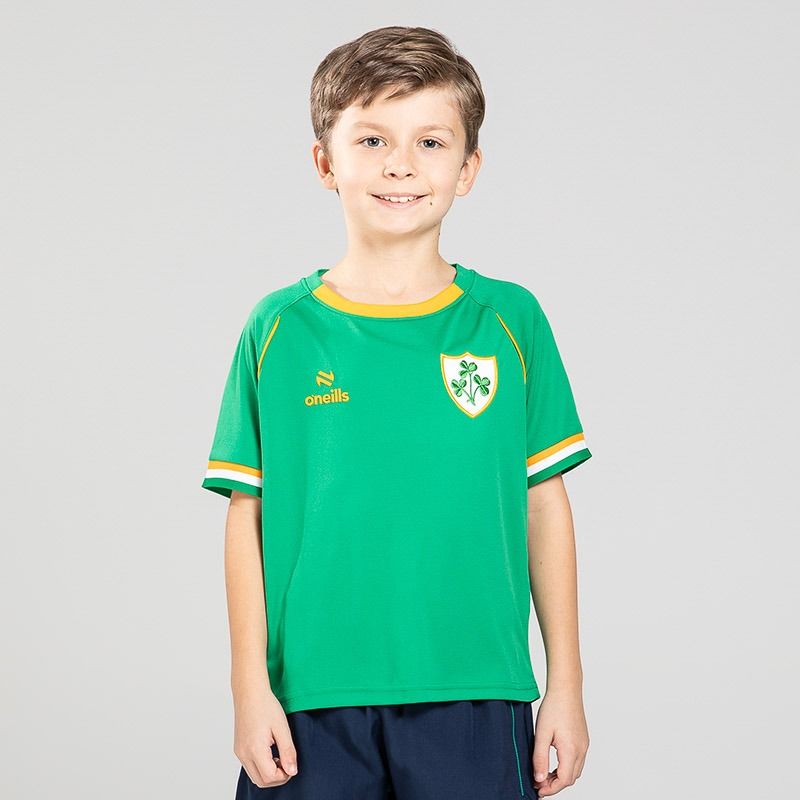 Green O’Neills Kids’ Keel Shamrock T-Shirt with Woven Shamrock Crest