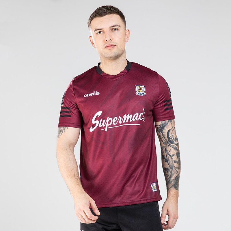 Maroon Men's Galway GAA Short Sleeve Training Top By O'Neills.