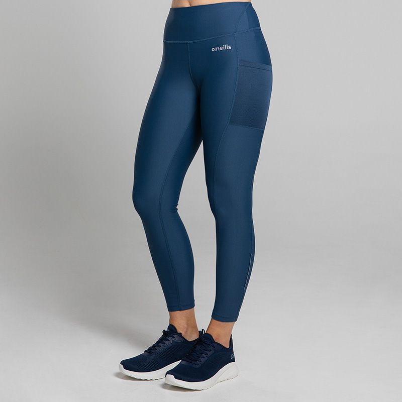 Marine women’s 7/8 workout leggings with mesh side pockets by O’Neills.