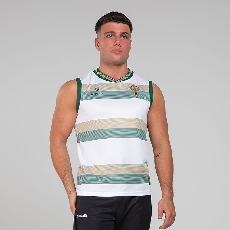 Men's Celtic Cross Hooped Vest White / Bottle / Gold by O’Neills