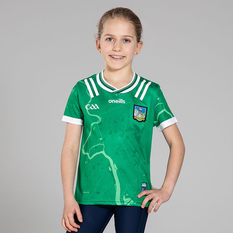 O’Neills Green Limerick GAA Kids' Home Jersey 2025 by O’Neills.