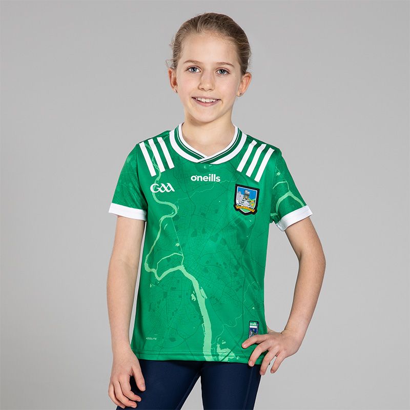 O’Neills Green Limerick GAA Kids' Home Jersey 2025 by O’Neills.