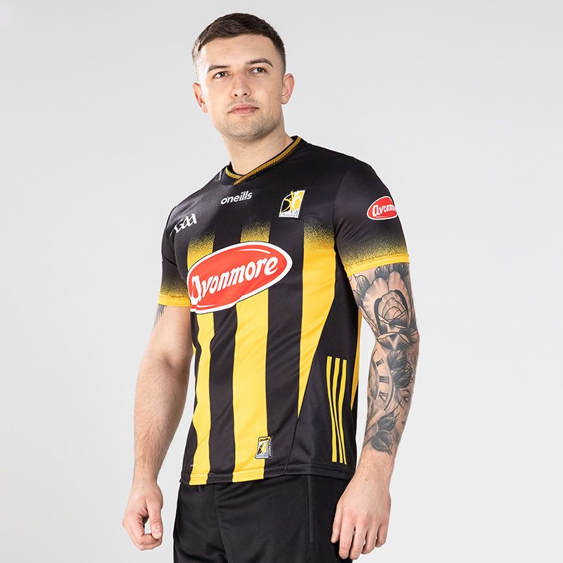 Black Kilkenny GAA Home Jersey 2024 Player Fit with Black knitted collar by O’Neills.