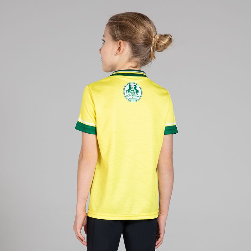 O’Neills Yellow Meath GAA Kids' Goalkeeper Jersey 2025 with ribbed crewneck by O’Neills.