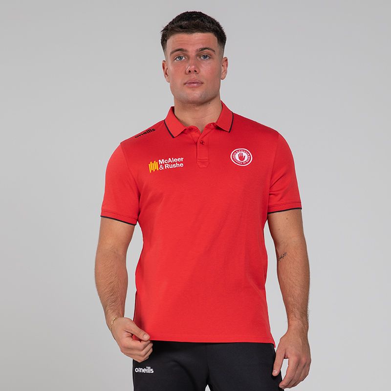 Red Men’s Tyrone GAA Venture Pima Cotton Polo Shirt with ribbed collar and cuffs by O’Neills