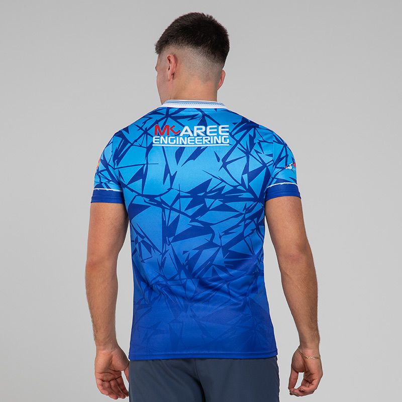 Blue Monaghan GAA Alternative Jersey 2024 with ribbed crewneck by O’Neills.